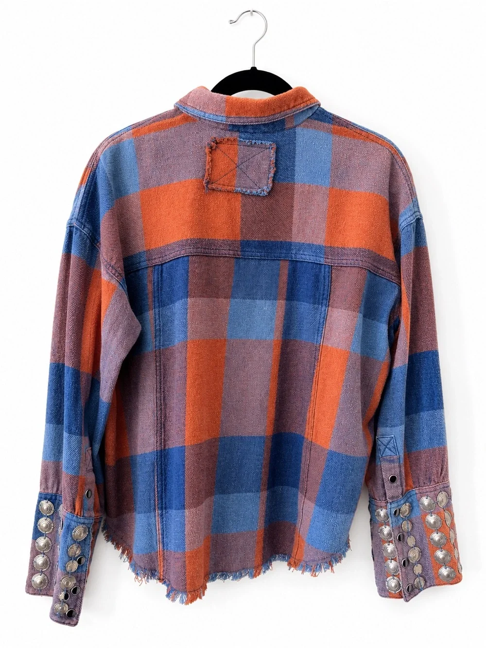 FREE PEOPLE Austin Plaid Studded Shacket Plaid Jacket Small - Picture 6 of 8